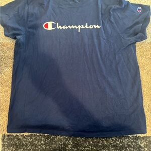 Champion Navy Blue Short Sleeve Tee with White & Red Logo